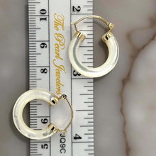 Load image into Gallery viewer, 14K Yellow Gold Mother of Pearl Tube Hoop Earrings