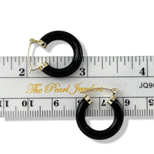 Load image into Gallery viewer, 14K Yellow Gold Black Onyx Tube Hoop Earrings