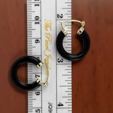 Load image into Gallery viewer, 14K Yellow Gold Black Onyx Tube Hoop Earrings