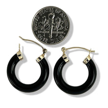 Load image into Gallery viewer, 14K Yellow Gold Black Onyx Tube Hoop Earrings