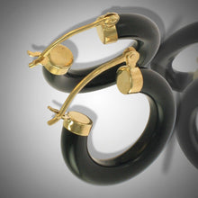 Load image into Gallery viewer, 14K Yellow Gold Black Onyx Tube Hoop Earrings