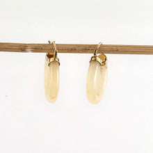 Load image into Gallery viewer, 14K Yellow Gold Tube Ring Honey Jade Hoop Earrings