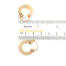 Load image into Gallery viewer, 14K Yellow Gold Tube Ring Honey Jade Hoop Earrings