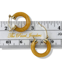 Load image into Gallery viewer, 14K Yellow Gold Tube Ring Honey Jade Hoop Earrings