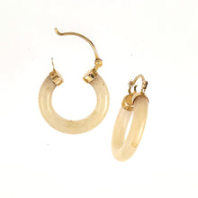 Load image into Gallery viewer, 14K Yellow Gold Tube Ring Honey Jade Hoop Earrings