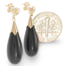 Load image into Gallery viewer, 14K Yellow Gold Raindrop Black Onyx Dangle Earrings