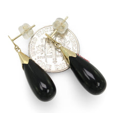 Load image into Gallery viewer, 14K Yellow Gold Raindrop Black Onyx Dangle Earrings