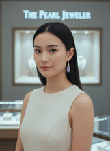 Load image into Gallery viewer, 14K Yellow Gold Raindrop Lavender Jade Dangle Earrings