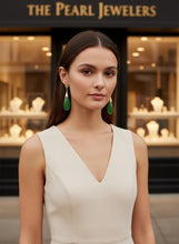 Load image into Gallery viewer, 14K Yellow Gold Raindrop Green Jade Dangle Earrings