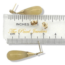 Load image into Gallery viewer, 14k Yellow Gold Good Fortune Dangle Raindrop Yellow Jade Stud Earrings