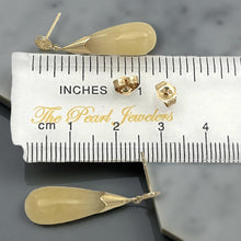Load image into Gallery viewer, 14k Yellow Gold Good Fortune Dangle Raindrop Yellow Jade Stud Earrings