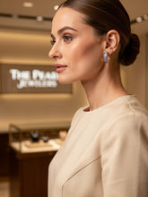 Load image into Gallery viewer, 14K Yellow Gold Omega Clip Bend Tablet Lavender Jade Hoop Earrings