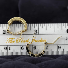 Load image into Gallery viewer, 14K Yellow Gold Omega Clip Bend Tablet Lavender Jade Hoop Earrings