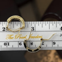 Load image into Gallery viewer, 14K Yellow Gold Omega Clip Bend Tablet Lavender Jade Hoop Earrings