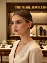 Load image into Gallery viewer, 14K Yellow Gold Omega Clip Bend Tablet Red Jade Hoop Earrings