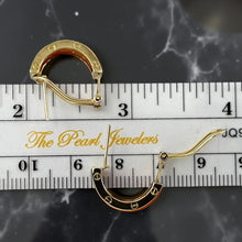 Load image into Gallery viewer, 14K Yellow Gold Omega Clip Bend Tablet Red Jade Hoop Earrings