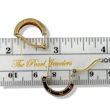 Load image into Gallery viewer, 14K Yellow Gold Omega Clip Bend Tablet Red Jade Hoop Earrings