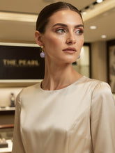 Load image into Gallery viewer, 14K Yellow Gold Lavender Jade Bead Dangle Earrings