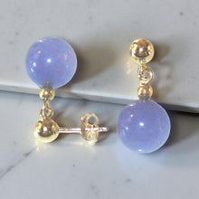 Load image into Gallery viewer, 14K Yellow Gold Lavender Jade Bead Dangle Earrings