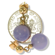 Load image into Gallery viewer, 14K Yellow Gold Lavender Jade Bead Dangle Earrings