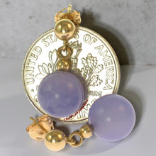 Load image into Gallery viewer, 14K Yellow Gold Lavender Jade Bead Dangle Earrings
