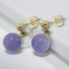 Load image into Gallery viewer, 14K Yellow Gold Lavender Jade Bead Dangle Earrings