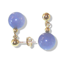 Load image into Gallery viewer, 14K Yellow Gold Lavender Jade Bead Dangle Earrings