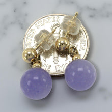 Load image into Gallery viewer, 14K Yellow Gold Lavender Jade Bead Dangle Earrings