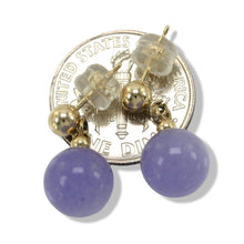 Load image into Gallery viewer, 14K Yellow Gold Lavender Jade Bead Dangle Earrings