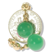 Load image into Gallery viewer, 14K Yellow Gold Ball Dangle Green Jade Bead Stud Earrings