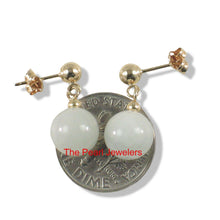 Load image into Gallery viewer, 14K Yellow Gold Celadon Green Jade Bead Dangle Earrings