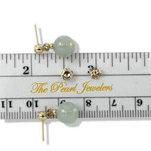 Load image into Gallery viewer, 14K Yellow Gold Celadon Green Jade Bead Dangle Earrings