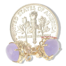 Load image into Gallery viewer, 14k Solid Yellow Gold 6x8mm Cabochon Oval Lavender Jade Stud Earrings