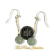 Load image into Gallery viewer, 14Kt Yellow Gold Celadon Green Jadeite Dangle Earrings