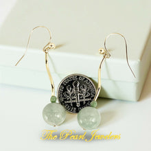 Load image into Gallery viewer, 14Kt Yellow Gold Celadon Green Jadeite Dangle Earrings