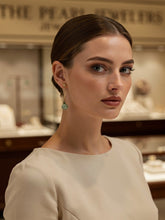 Load image into Gallery viewer, 14K Yellow Gold Celadon Green Jadeite Stud Dangle Earrings