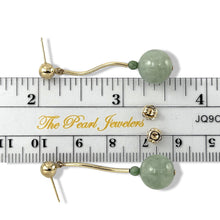 Load image into Gallery viewer, 14K Yellow Gold Celadon Green Jadeite Stud Dangle Earrings