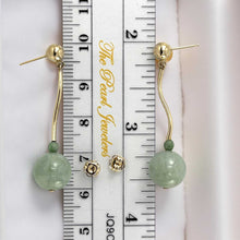 Load image into Gallery viewer, 14K Yellow Gold Celadon Green Jadeite Stud Dangle Earrings