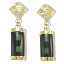 Load image into Gallery viewer, 14K Yellow Gox Dragon Cabochon Dangle Earrings