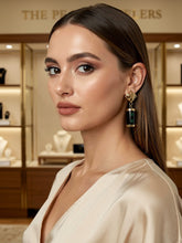 Load image into Gallery viewer, 14K Yellow Gox Dragon Cabochon Dangle Earrings