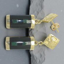 Load image into Gallery viewer, 14K Yellow Gox Dragon Cabochon Dangle Earrings