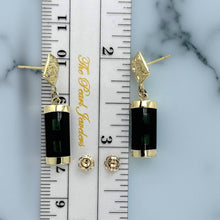 Load image into Gallery viewer, 14K Yellow Gox Dragon Cabochon Dangle Earrings