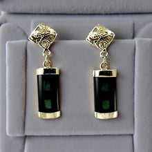 Load image into Gallery viewer, 14K Yellow Gox Dragon Cabochon Dangle Earrings