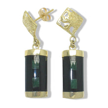 Load image into Gallery viewer, 14K Yellow Gox Dragon Cabochon Dangle Earrings