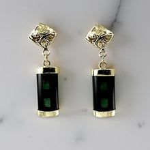 Load image into Gallery viewer, 14K Yellow Gox Dragon Cabochon Dangle Earrings
