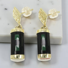 Load image into Gallery viewer, 14K Yellow Gox Dragon Cabochon Dangle Earrings