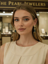 Load image into Gallery viewer, 14K Yellow Gold Dragon Dangle Earrings with Black Onyx &amp; M.O.P