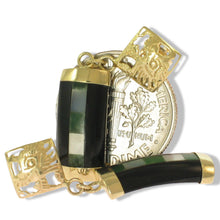 Load image into Gallery viewer, 14K Yellow Gold Dragon Dangle Earrings with Black Onyx &amp; M.O.P