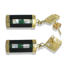 Load image into Gallery viewer, 14K Yellow Gold Dragon Dangle Earrings with Black Onyx &amp; M.O.P