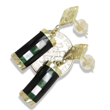 Load image into Gallery viewer, 14K Yellow Gold Dragon Dangle Earrings with Black Onyx &amp; M.O.P